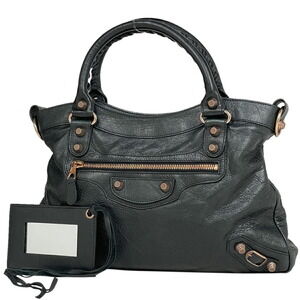 Balenciaga The Giant Town Handbag Shoulder Bag Leather Black